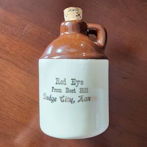 Vintage Red Eye From Boot Hill Souviner Brown and Cream Jug